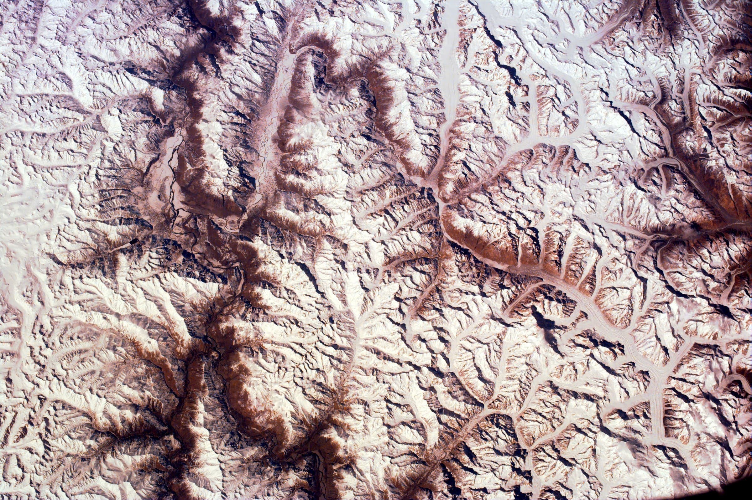 Karakoram with K2 and the Gasherbrums from orbit, Pakistan