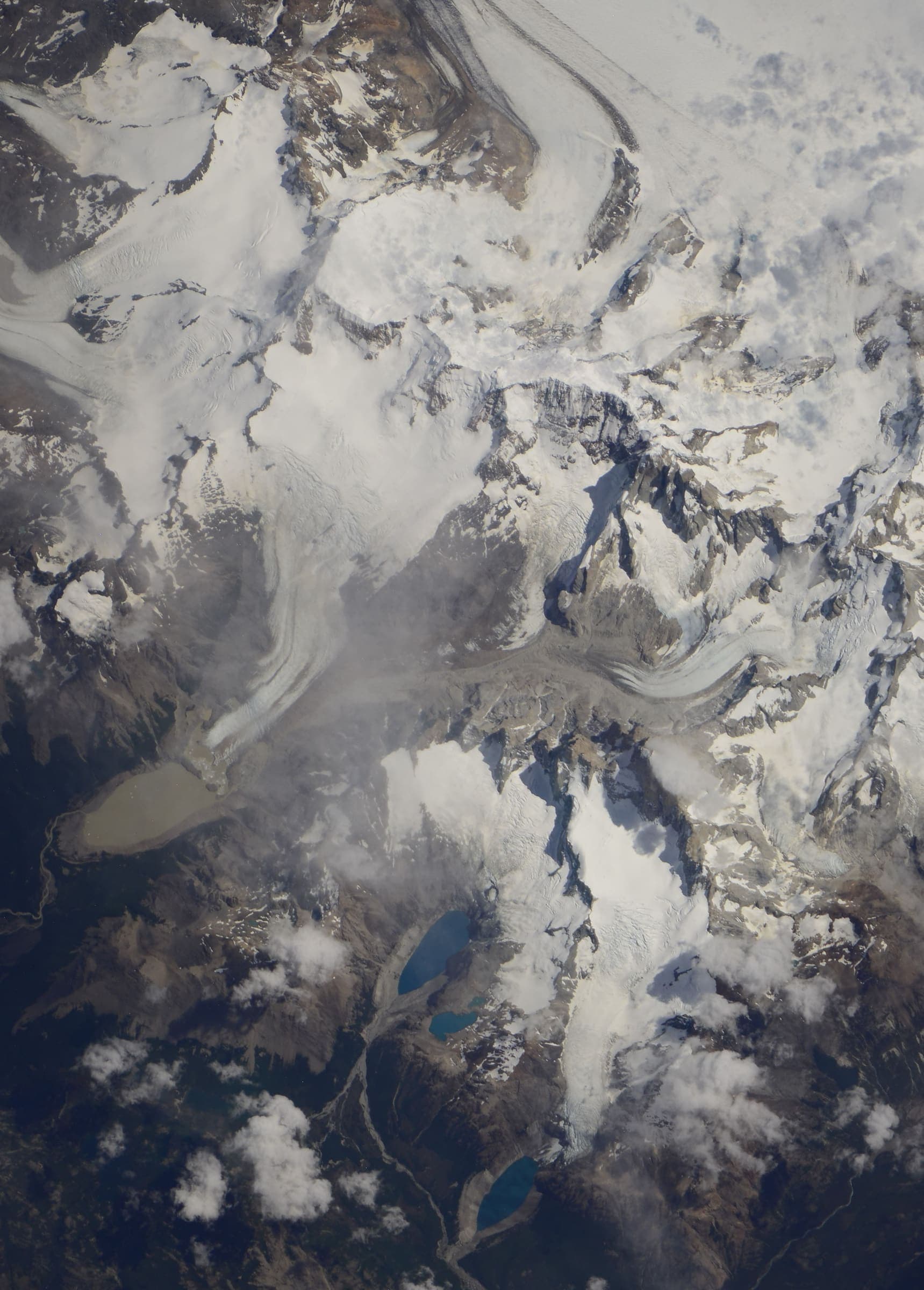 Fitz Roy, Laguna Sucia, and Lago de los Tres from orbit, Argentina