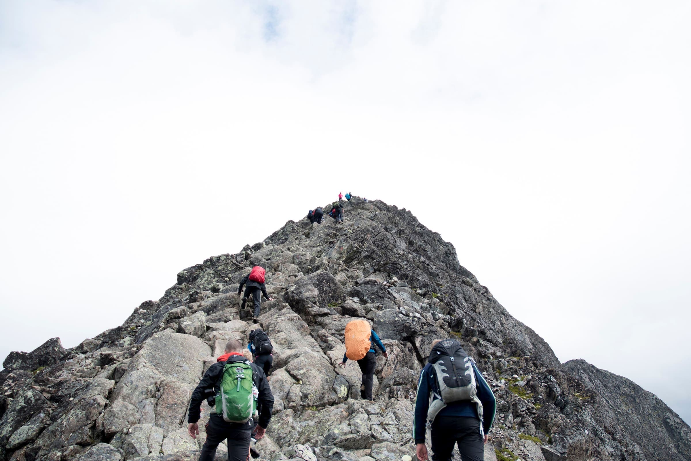 Hikers on a high peak