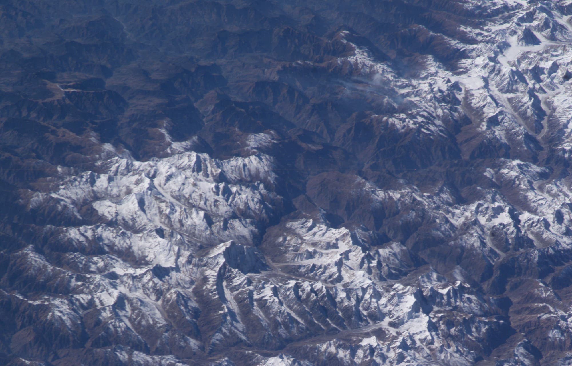 Garhwal Himalaya from orbit, including Nanda Devi and the Gangotri Glacier