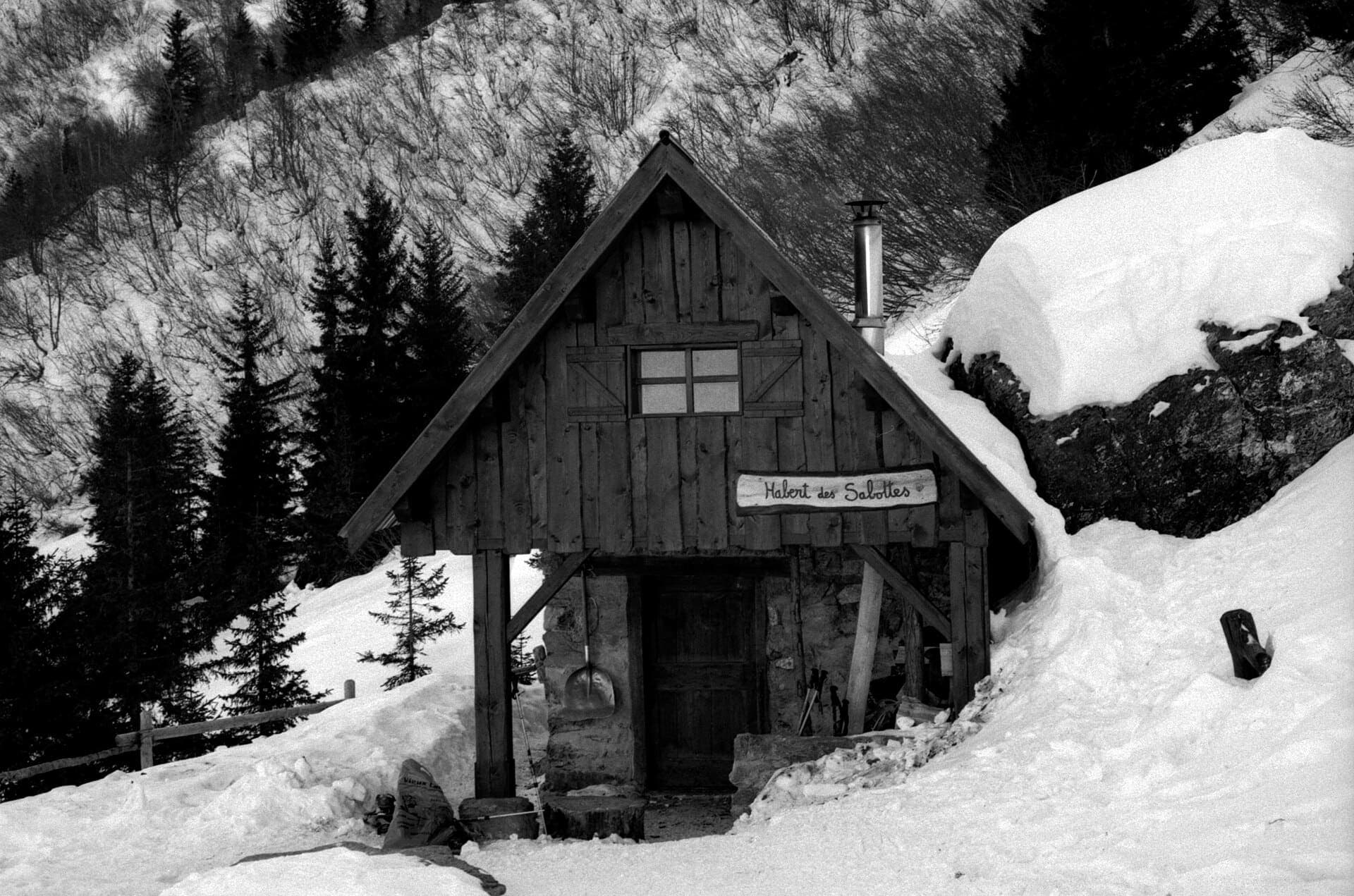 Mountain hut in the morning