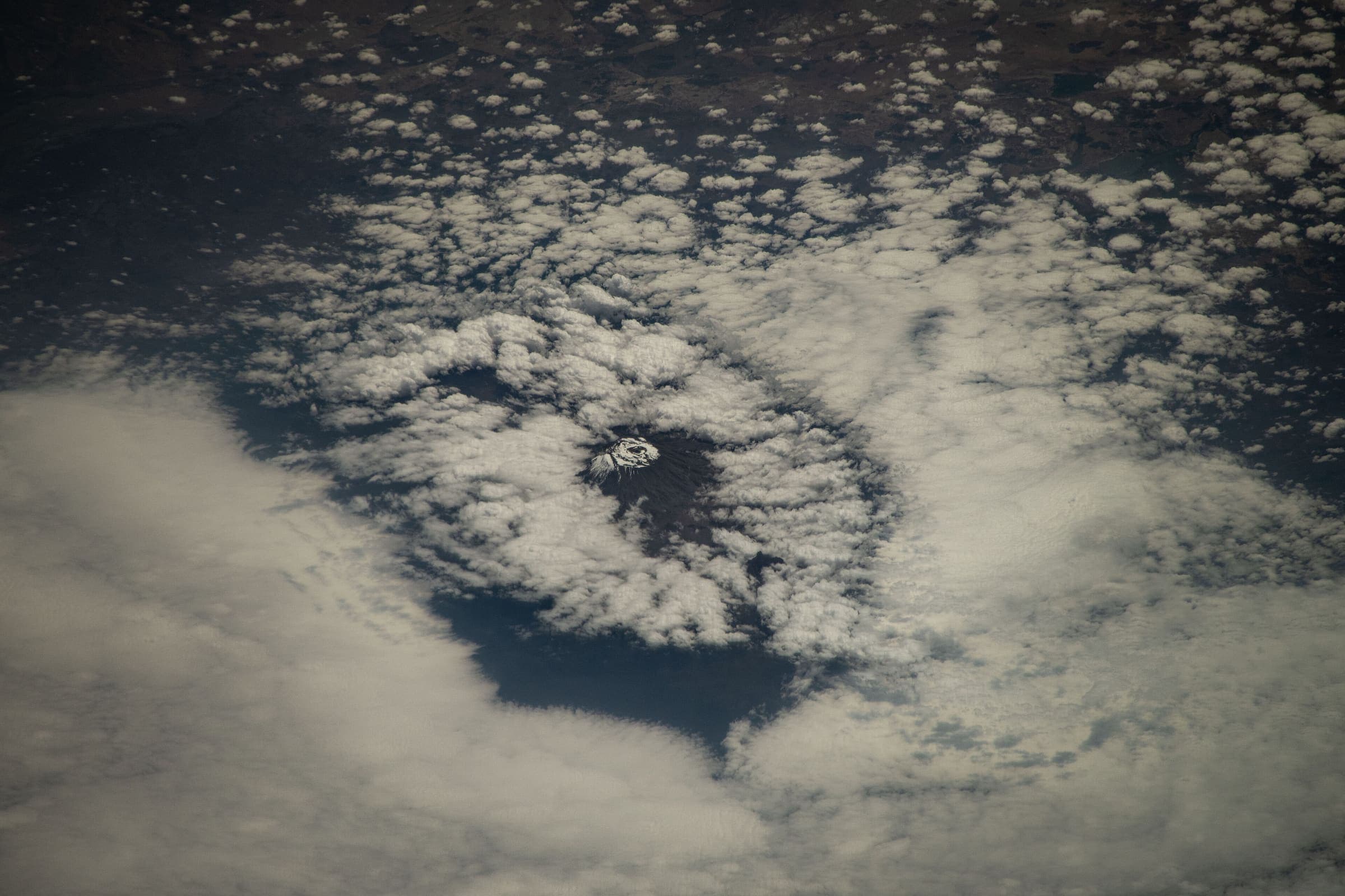 Mount Kilimanjaro from orbit, a walk-up high summit