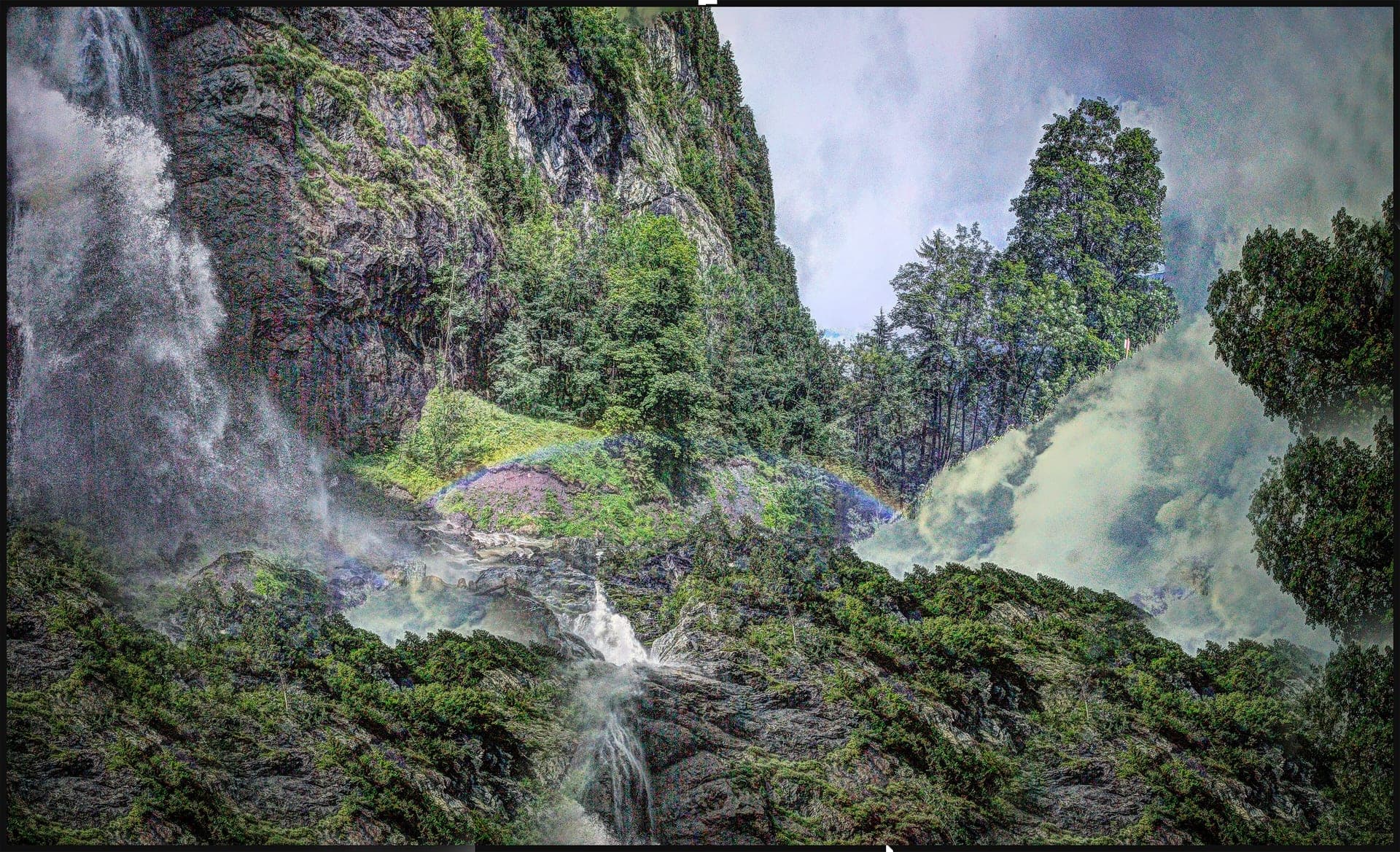 Klöntal waterfall country on the Pragelpass-Weg