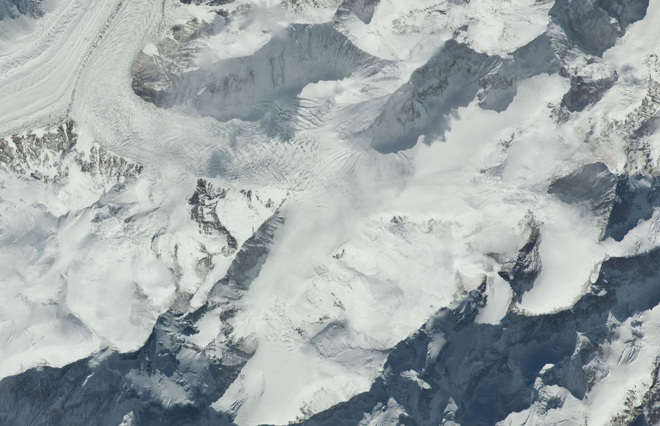 Gasherbrum glaciers in the Karakoram from orbit, Gilgit-Baltistan