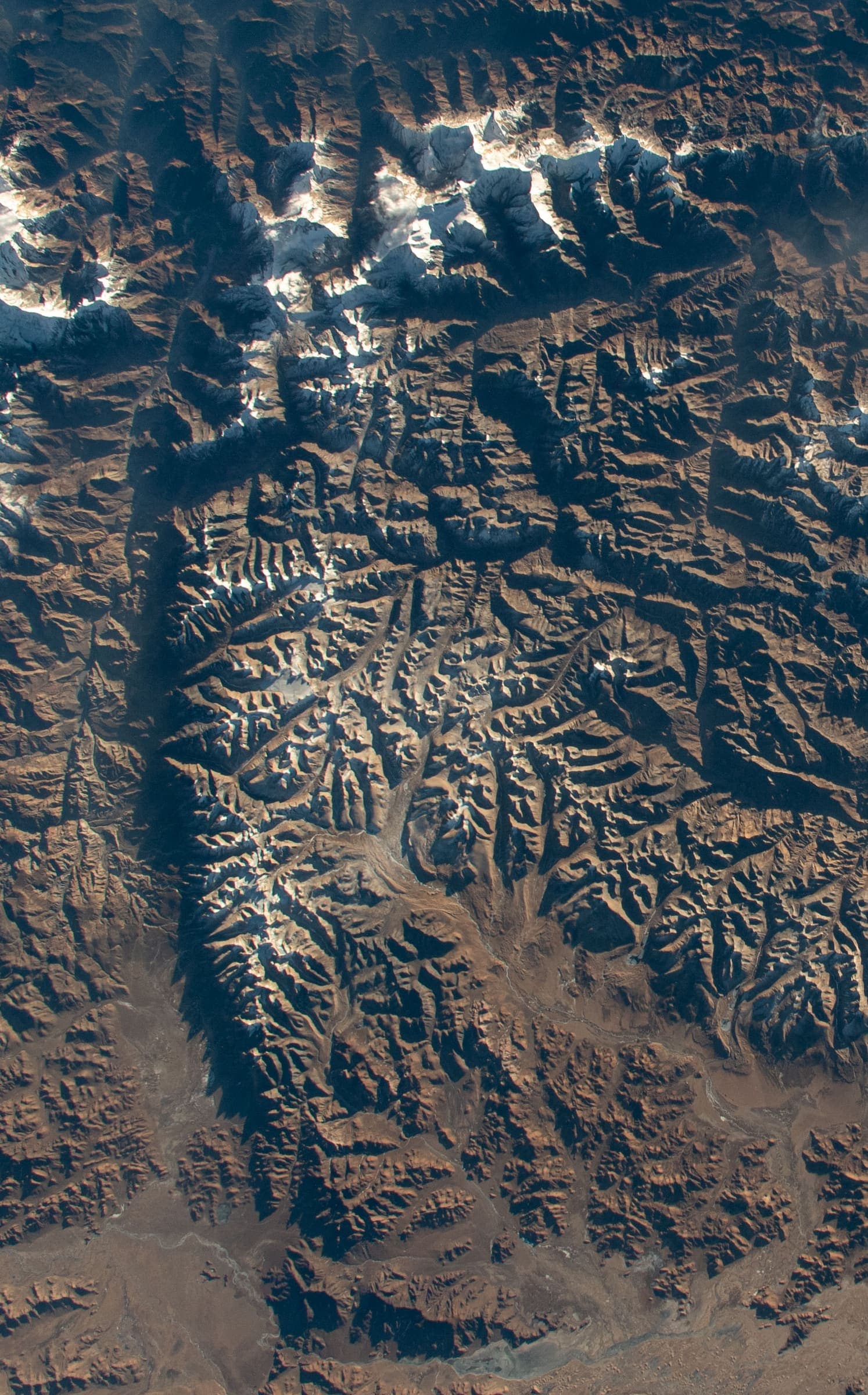 Mustang Himal and the Kali Gandaki from orbit, Nepal